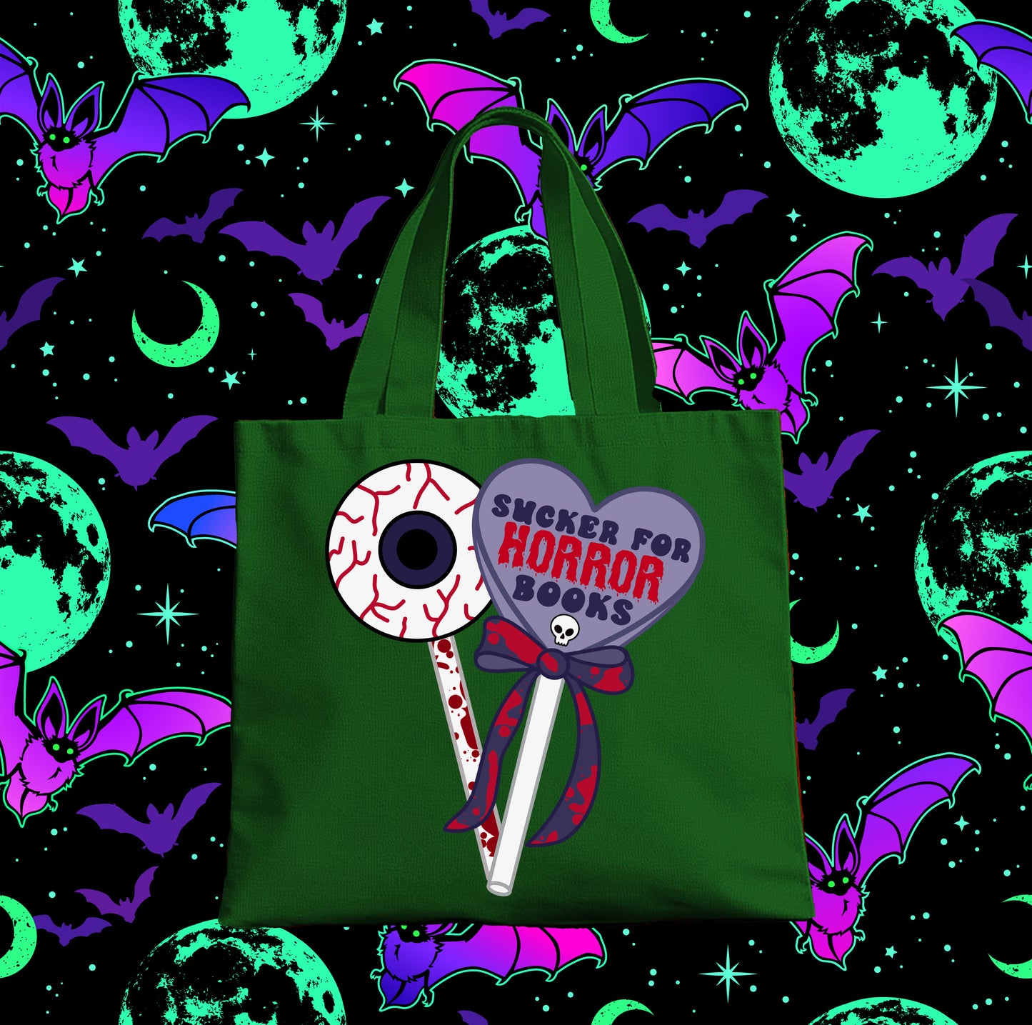 Sucker For Horror Books -Tote Bag-Cute and Creepy-Horror Lover-Book Lover