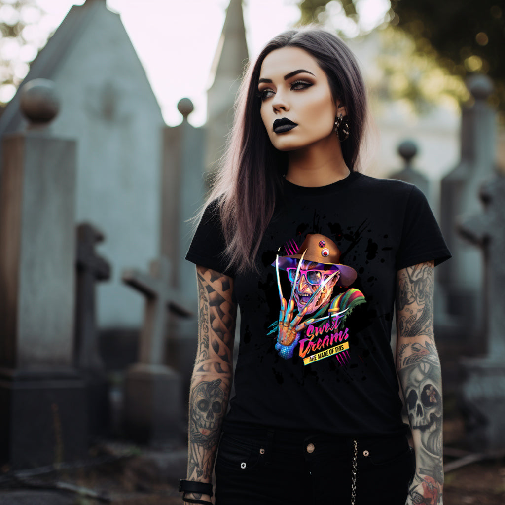 Freddy Kreuger - Sweet Dreams - Neon -  Halloween Short sleeve T-Shirt - Horror Movie Memorabilia - Nightmare on Elm St.