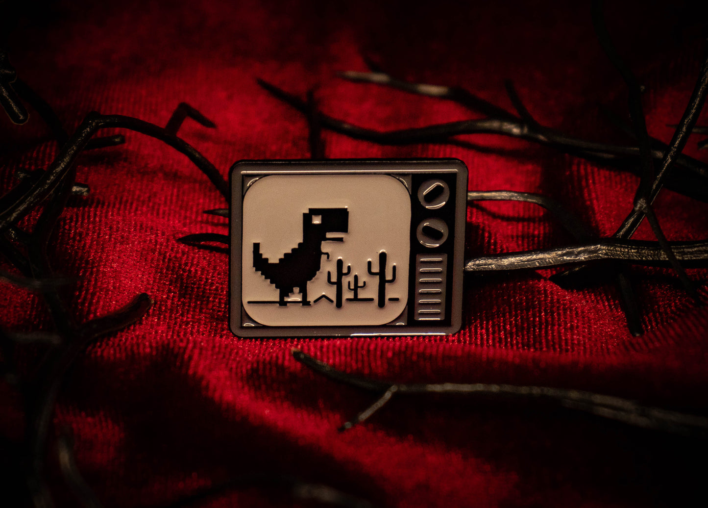 "Chrome Dino TV" Small Enamel Pin