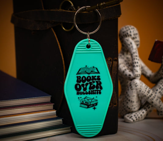 "Books Over Bullshit" Hotel Keychain - Multiple Colors