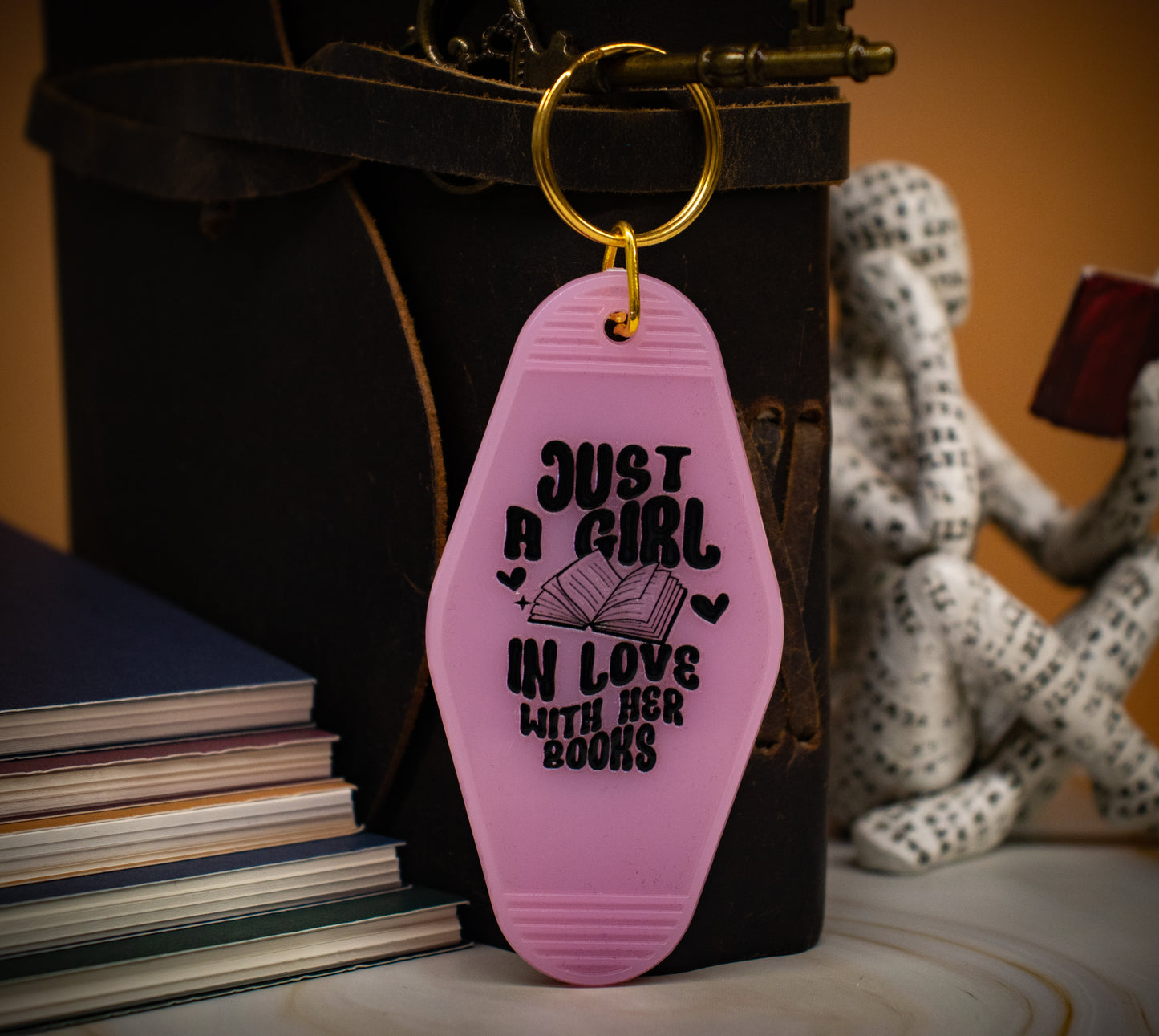"Just a Girl in Love with Her Books" Hotel Keychain - Multiple Colors