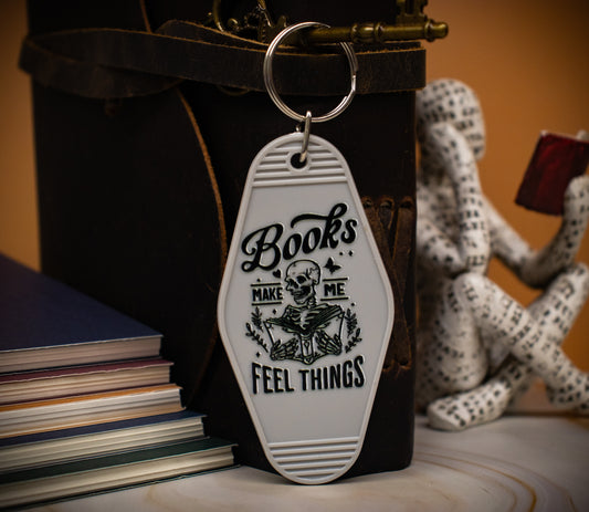 "Books Make Me Feel Things" Hotel Keychain - Multiple Colors