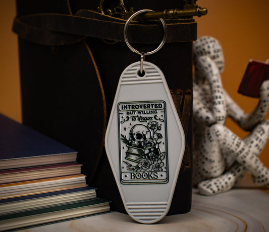 "Introverted but Willing to Discuss" Hotel Keychain - Multiple Colors