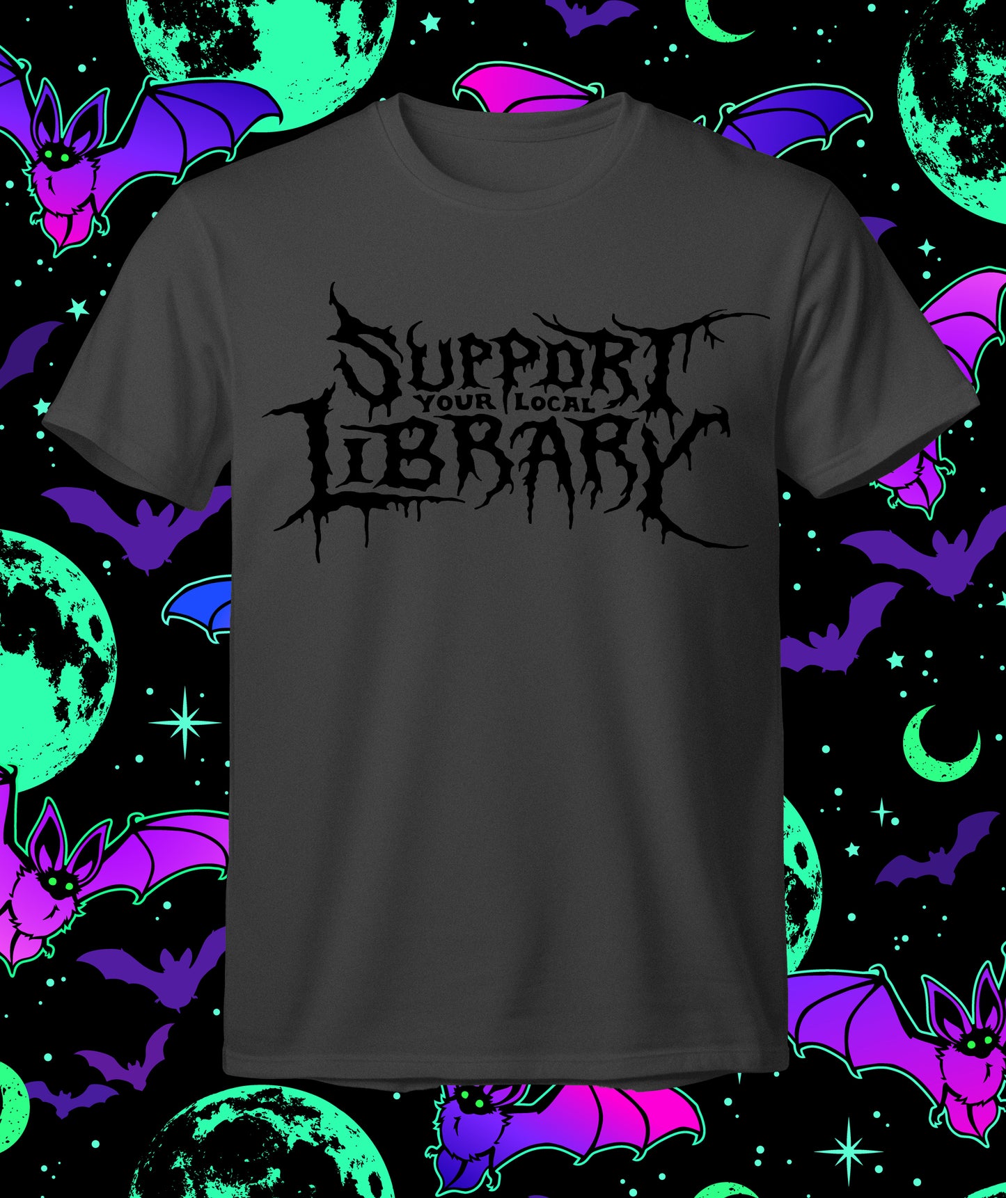 Support Your Local Library - Metal Style T-shirt