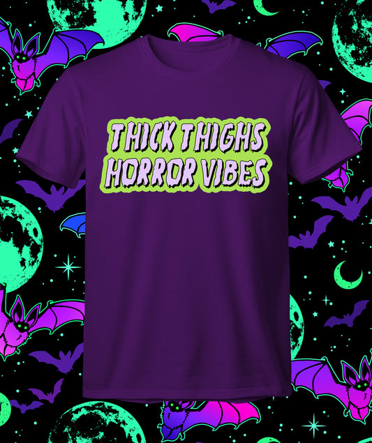 Thick Thighs Horror Vibes - Short sleeve T-shirt - Cute and Creepy