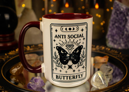'The Antisocial Butterfly' Line Tarot 15oz Mug
