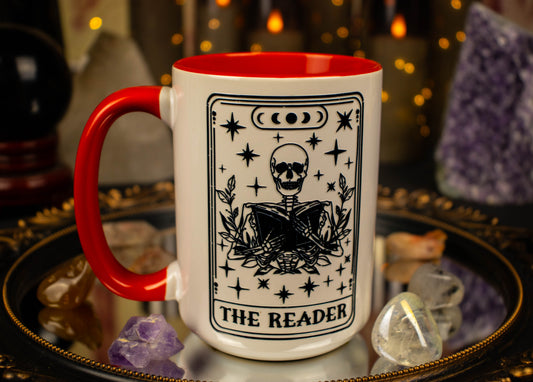 'The Reader' Black Line Line Tarot - 15oz ceramic Coffee and Tea Mug