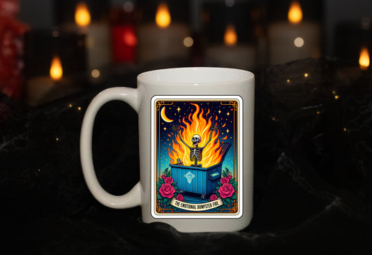 'Emotional Dumpster Fire' Full Color Tarot  15oz Mug