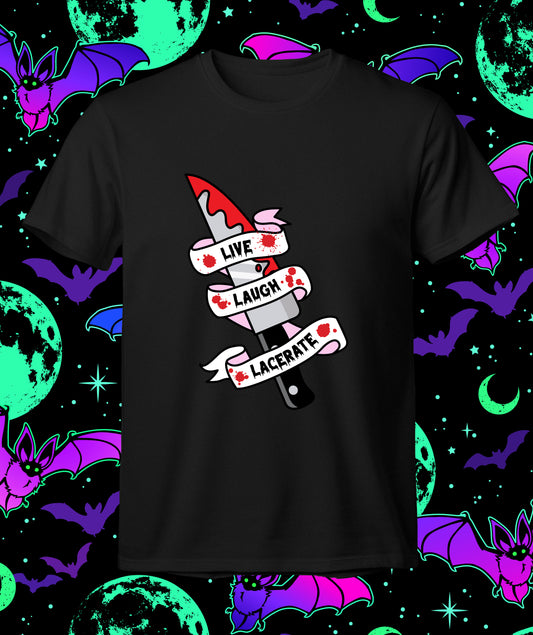 Live Laugh Lacerate -  Halloween Short sleeve T-Shirt-Cute & Creepy-funny saying-Rockabilly-spooky