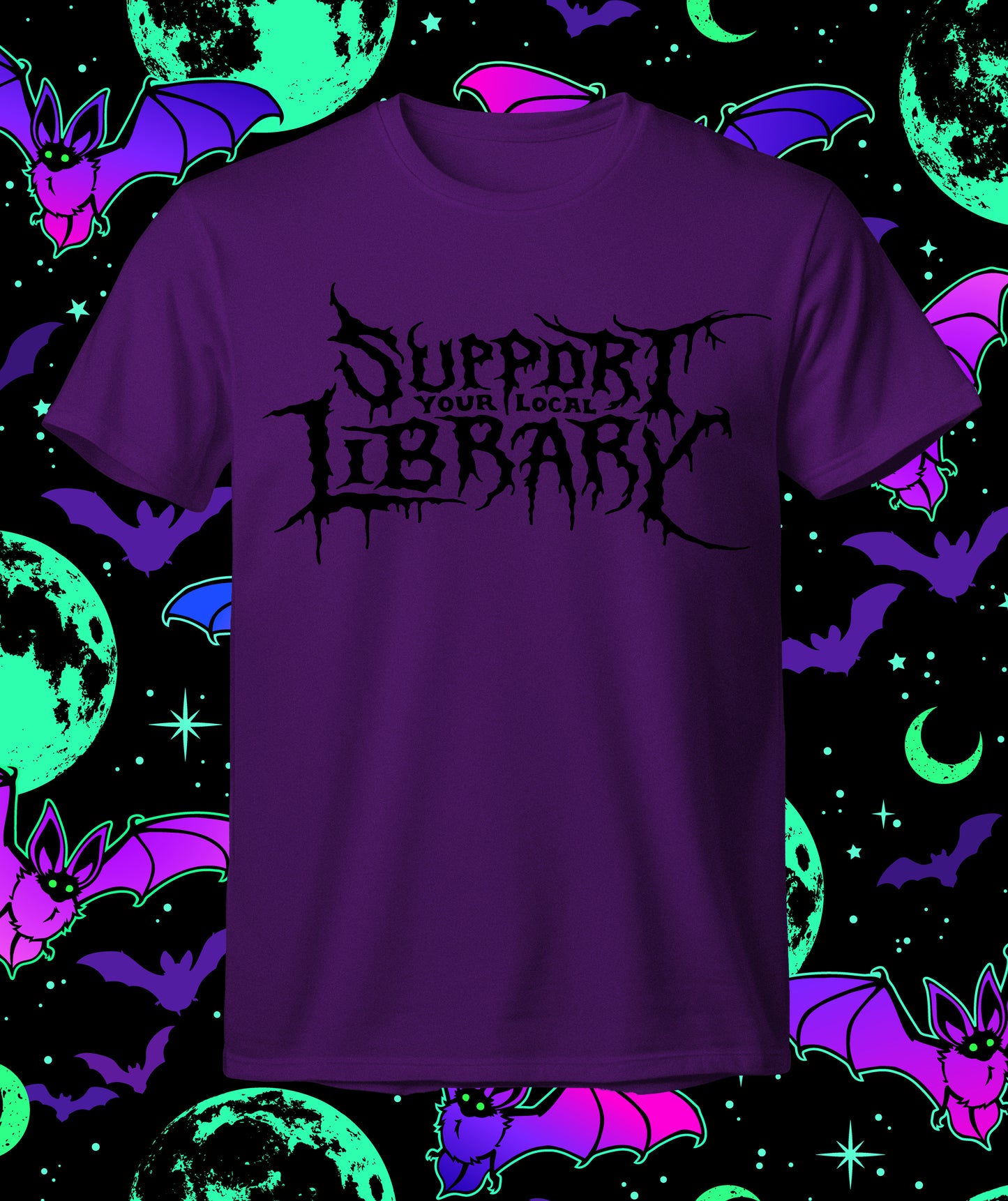 Support Your Local Library - Metal Style T-shirt