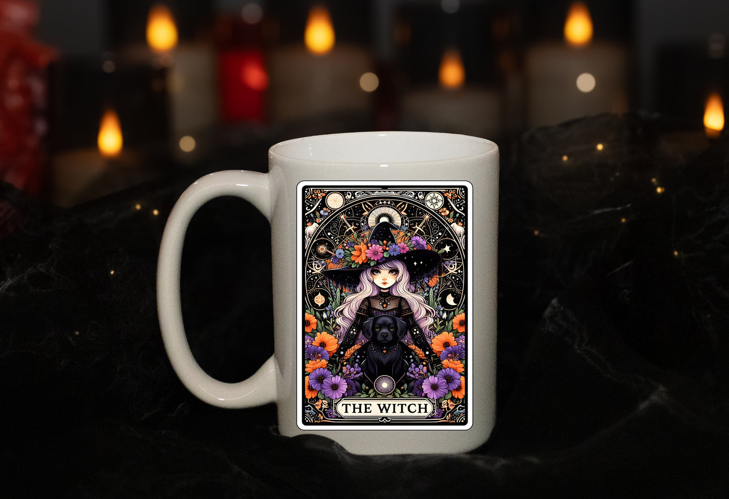 'The Witch' Full Color Skeleton Tarot  15oz Mug - Tarot Card - Spiritual